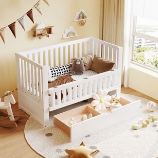 Toddler Bed Matte Finish Frame with Conversion Rails