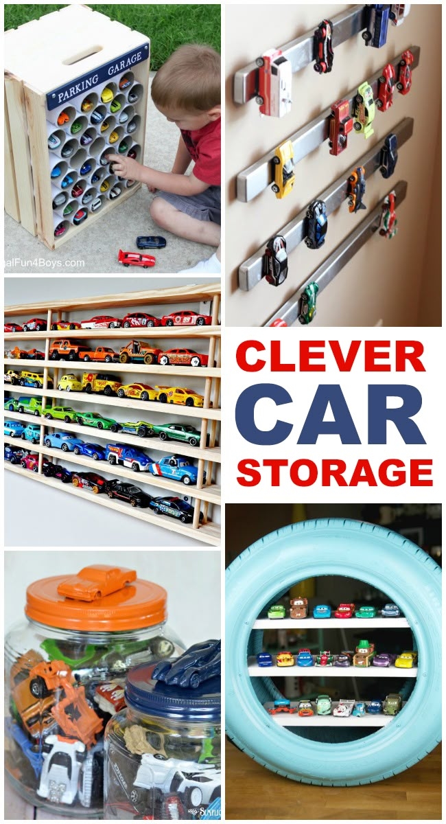Toy Car Storage featuring Vertical Magnetic Rack and DIY Case