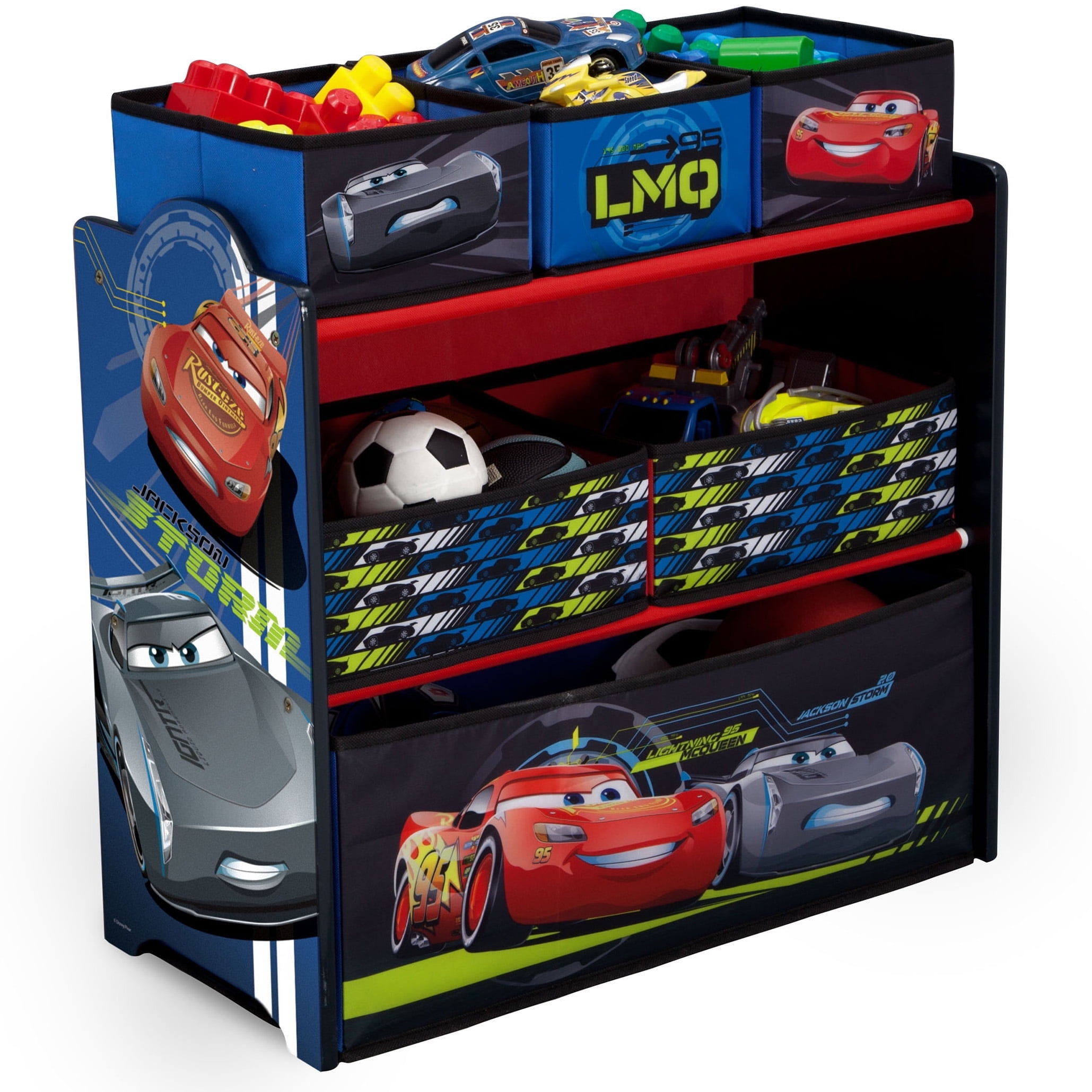 Toy Organizer with Six Bins for Disney Cars Toy Storage
