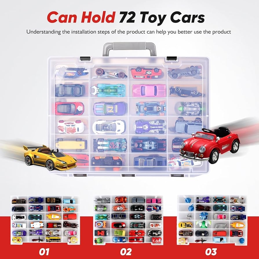 Toy Organizer with Triple Layered 72 Compartment Case