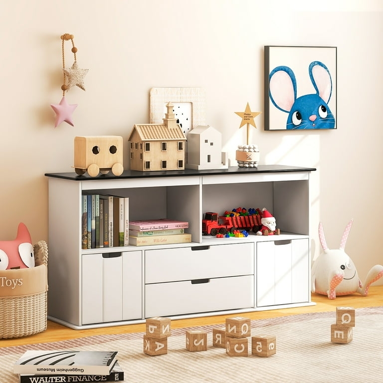 Toy Storage Organizer featuring Multi Compartment and Modern Nursery Bookshelf