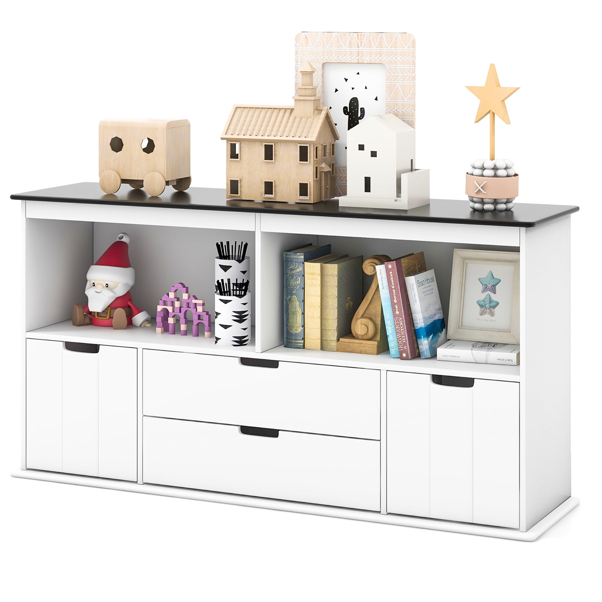 Toy Storage Organizer with Blackboard Top and Modern Playroom Organizer