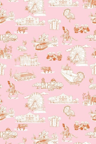 Traditional Wallpaper: Pink And Orange San Antonio Theme