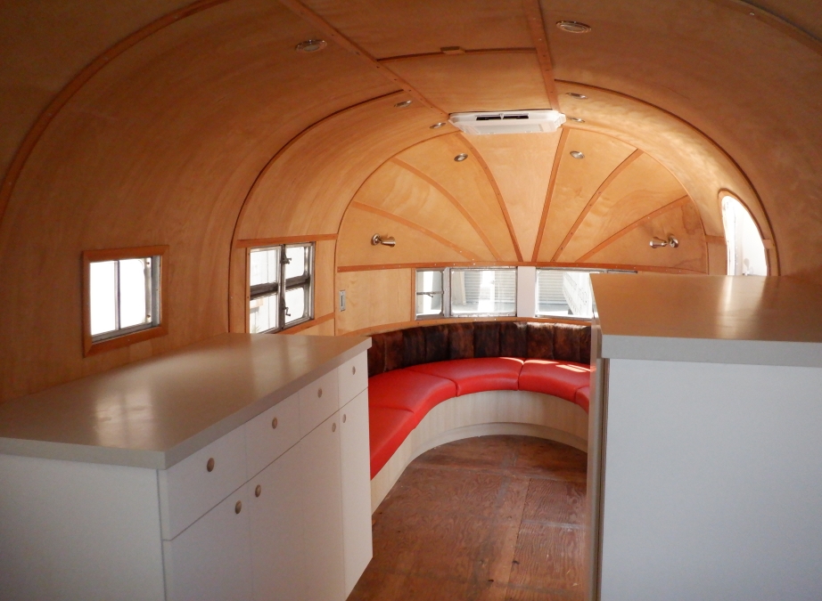 Trailer Interior with Sunburst Ceiling and Retro Trailer Inspiration