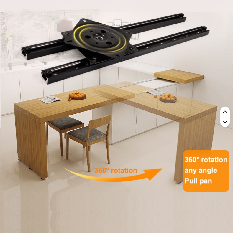 Transformable Table Mechanism: Rotating 360 Degree Kitchen Extension