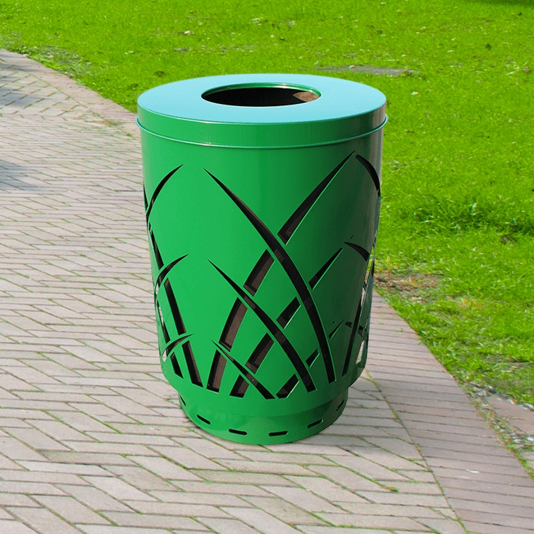 Trash Can with Green Sawgrass Waste Bin Laser Cut Design