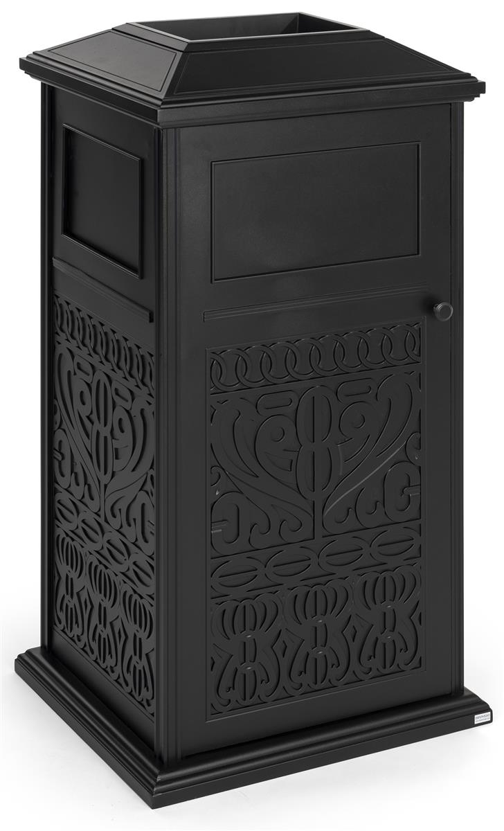 Trash Receptacle with Ornate Filigree Deco Style Waste Receptacle