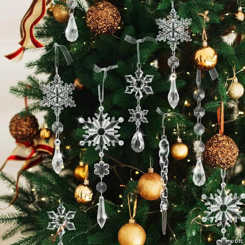 Tree Ornament Clear Acrylic Snowflake Icicle Holiday Set