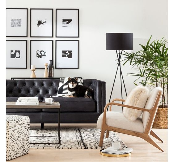 Tufted Sofa Button Tufting Monochrome Gallery Art