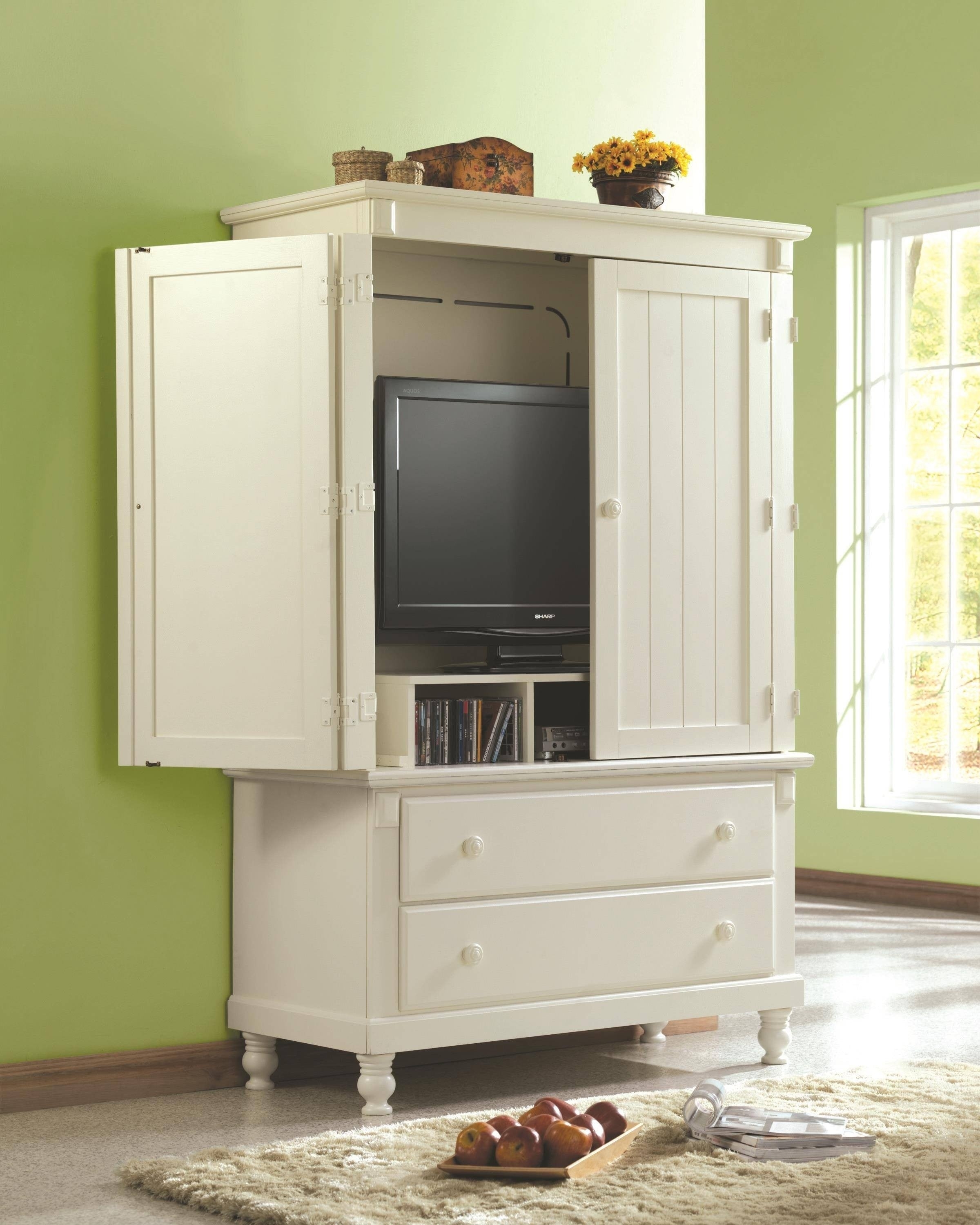 Tv Armoire Beadboard Panels Bun Feet Cottage Storage