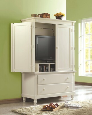 Tv Armoire Beadboard Panels Bun Feet Cottage Storage