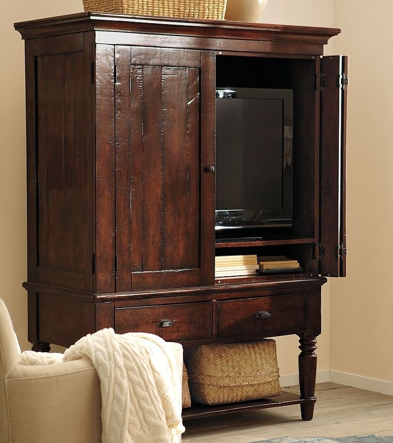 Tv Armoire Bin Pull Hardware Turned Legs Rustic Wood