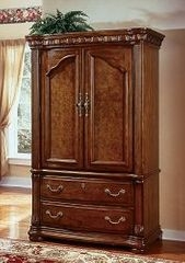 Tv Armoire Burnished Pine Finish Arched Panels Wood