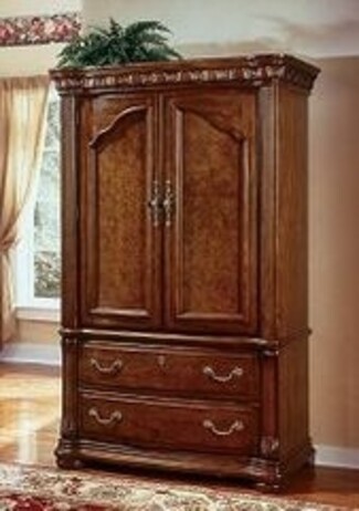 Tv Armoire Burnished Pine Finish Arched Panels Wood