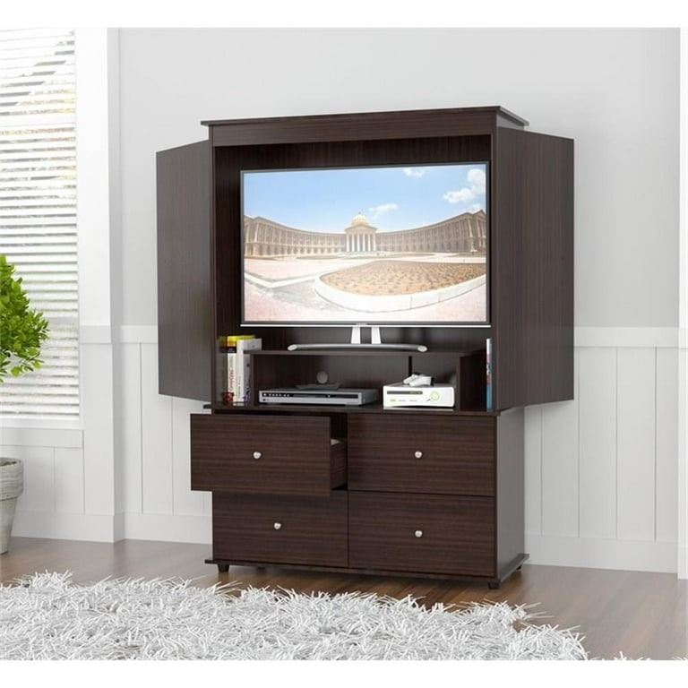 Tv Armoire Espresso Finish Pocket Doors Media Center