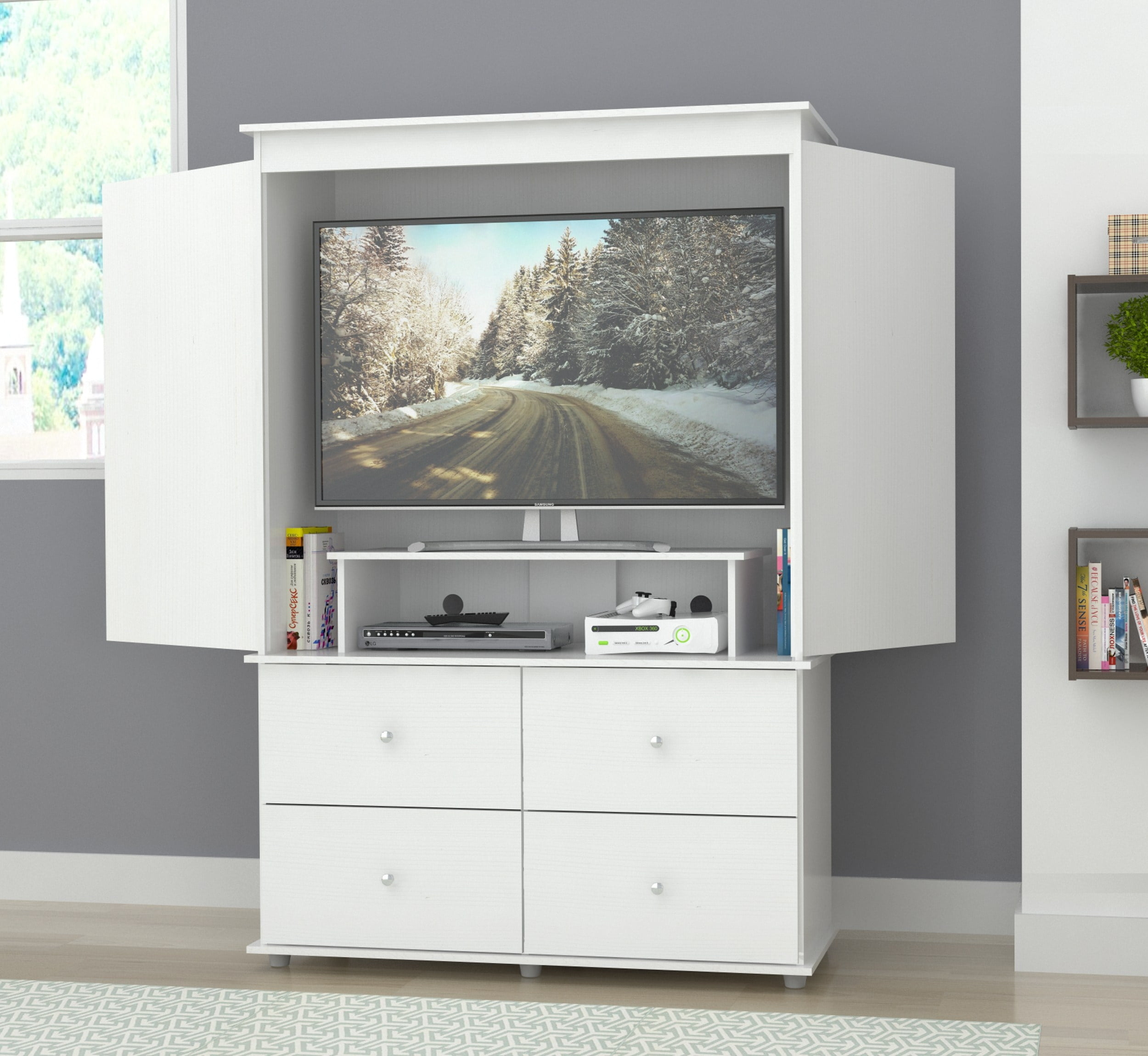 Tv Armoire Hideaway TV Storage Laricina White Base