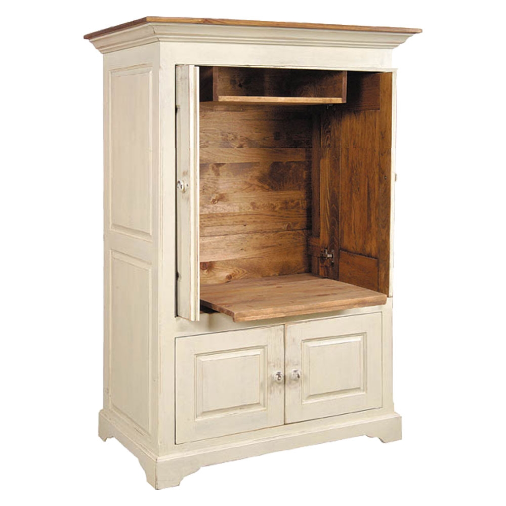 Tv Armoire Pocket Doors Contrasting Interior Cream