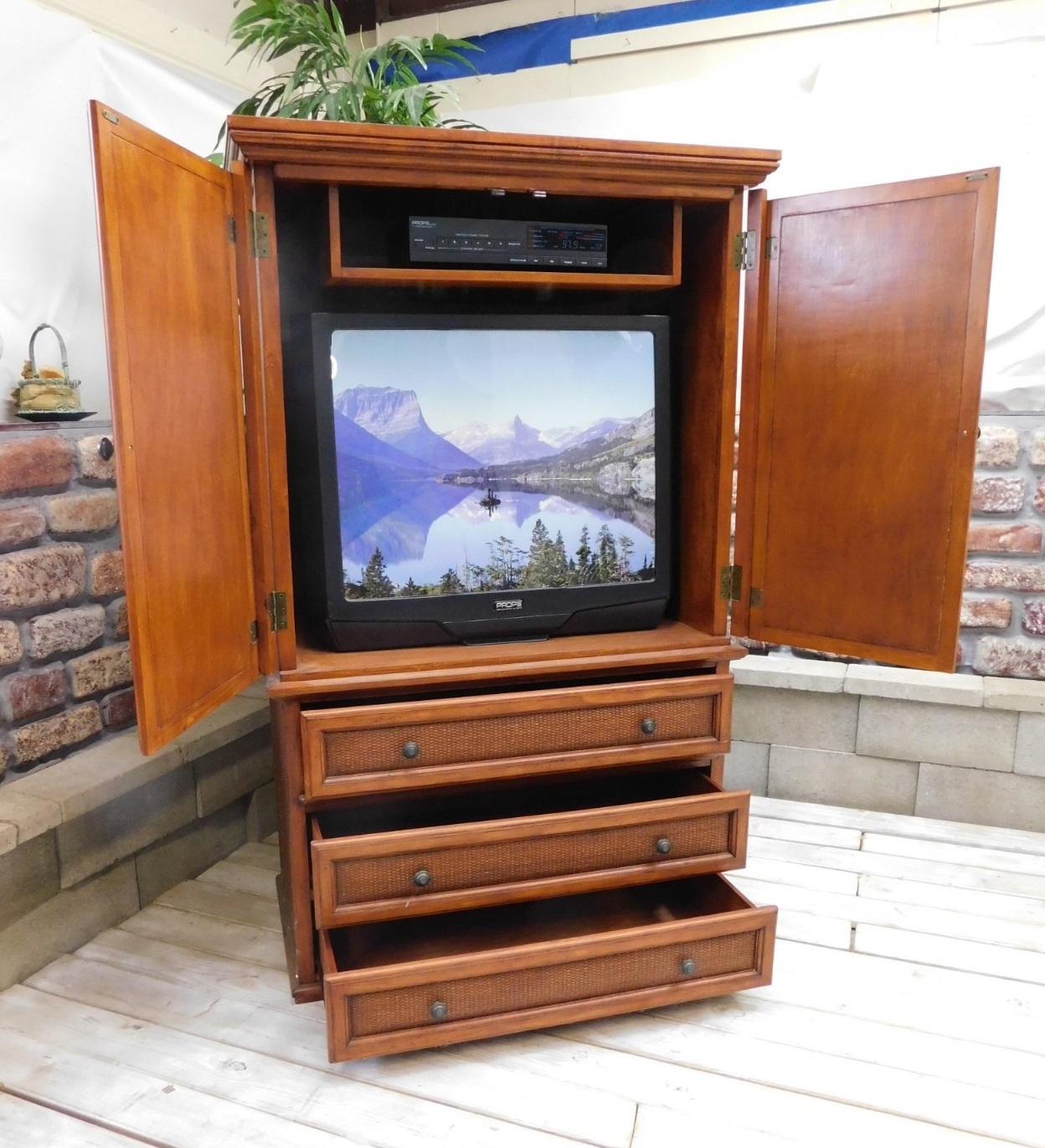 Tv Armoire Woven Drawer Fronts Milan Media Storage