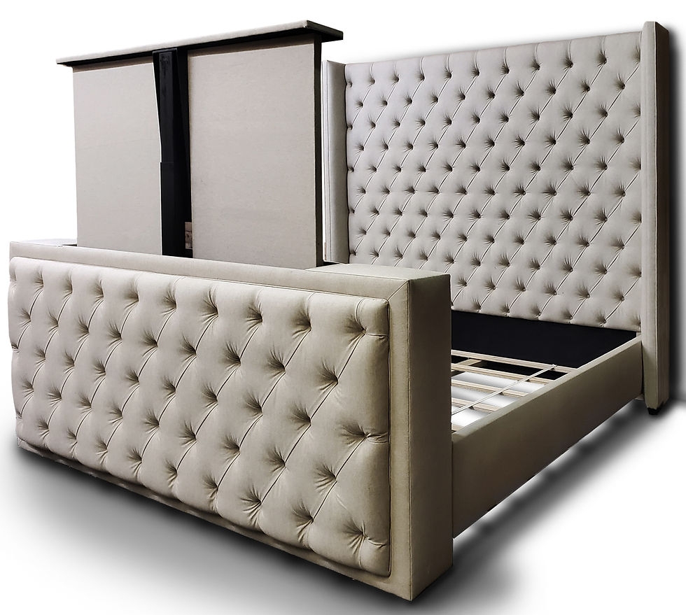TV Lift Bed Wingback Silhouette Diamond Tufting