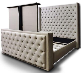 TV Lift Bed Wingback Silhouette Diamond Tufting