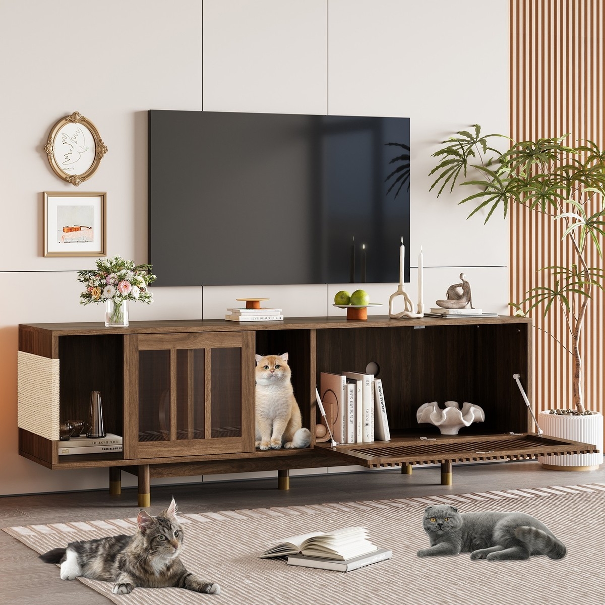 TV Stand Cat Furniture Hybrid With Sisal Scratcher