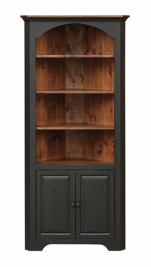 Two-Tone Corner Hutch with Arched Display Nook