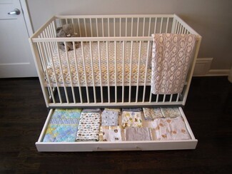 Two-Tone Storage Crib White and Grey with Metal Handle
