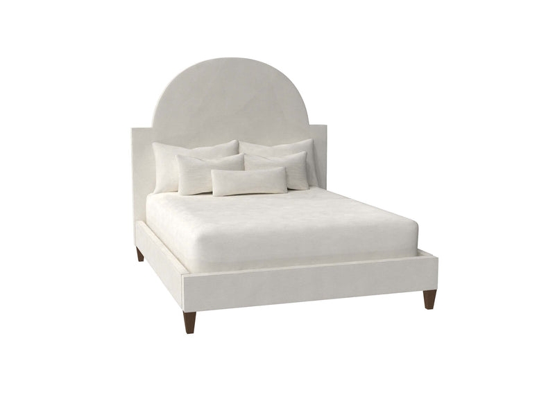 Upholstered Bed: Arched Headboard and Stepped Shoulder Frame