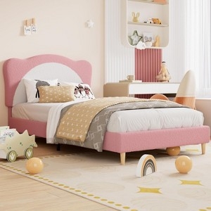 Upholstered Bed with Dusty Pink Velvet and Tapered Legs