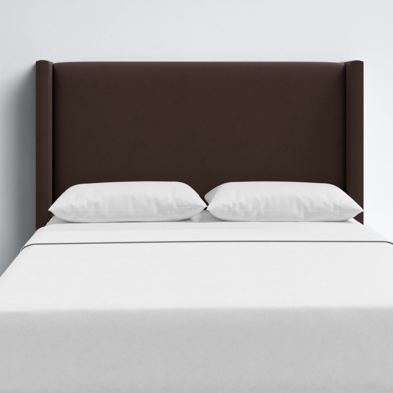 Upholstered Headboard: Dark Brown Floor Standing Wingback Panel