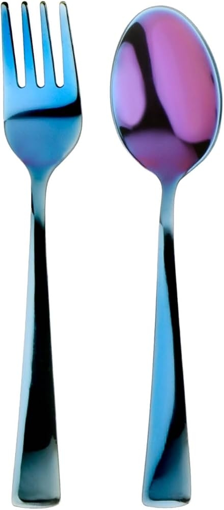 Utensil Set Metallic Blue and Tapered Handles Iridescent