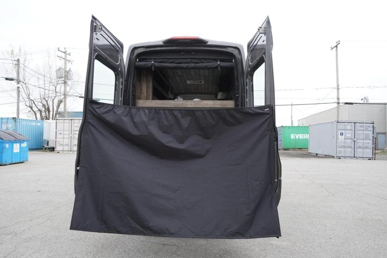 Van Life Shower Curtain Matte Black Black Exterior Camper Curtain
