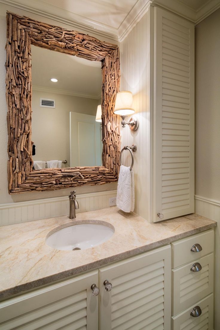 Vanity Mirror with Driftwood Frame for Coastal Design