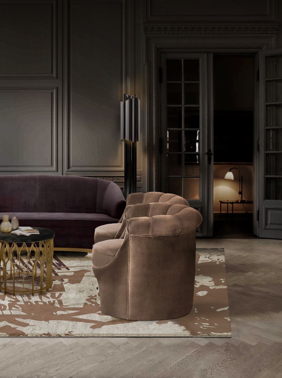 Velvet Sofa: Deep Plum Upholstery with Channel Back