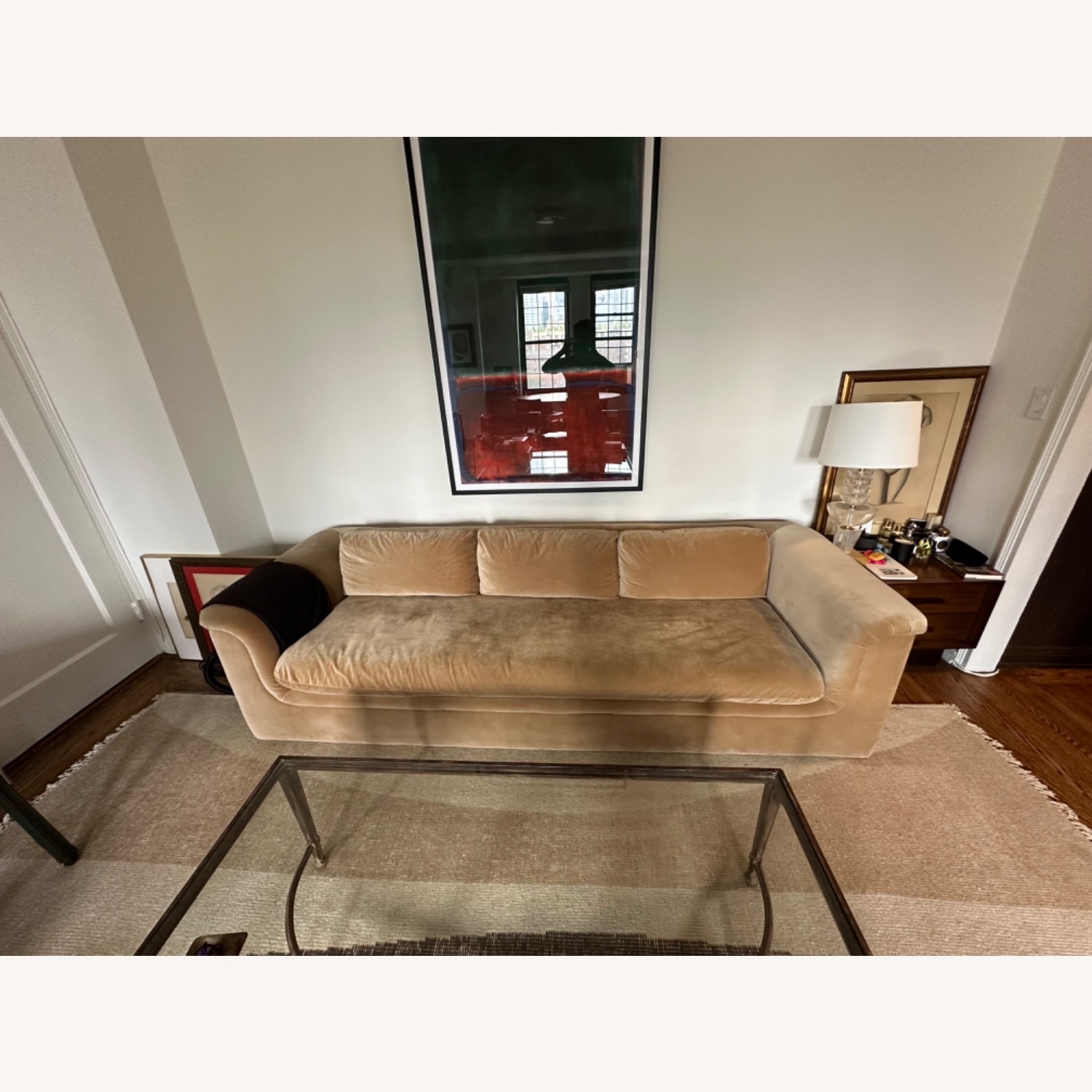 Velvet Sofa Sloping Integrated Arms Bench Seat Couch