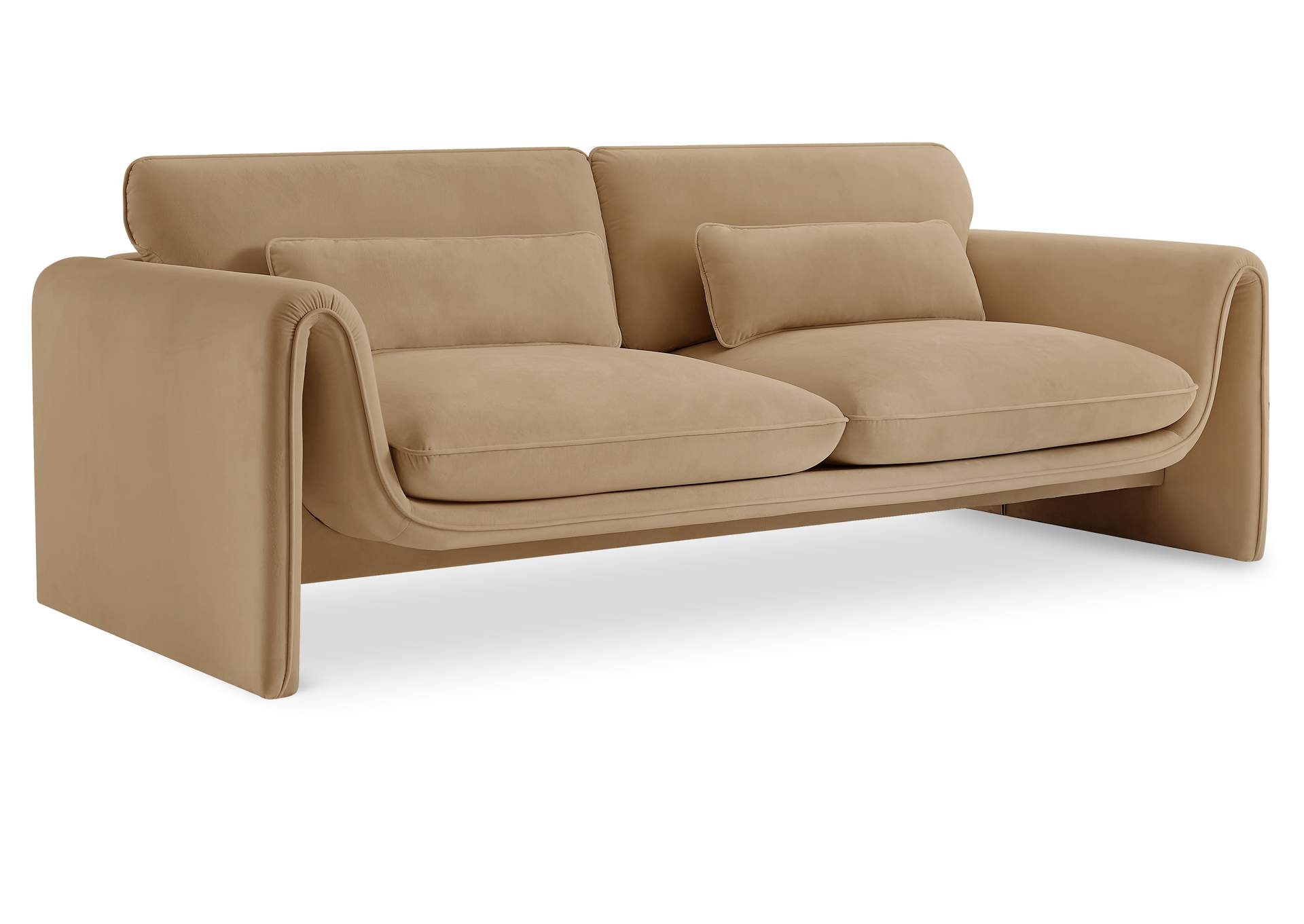 Velvet Sofa Wrap Around Arms Sculptural Frame Decor