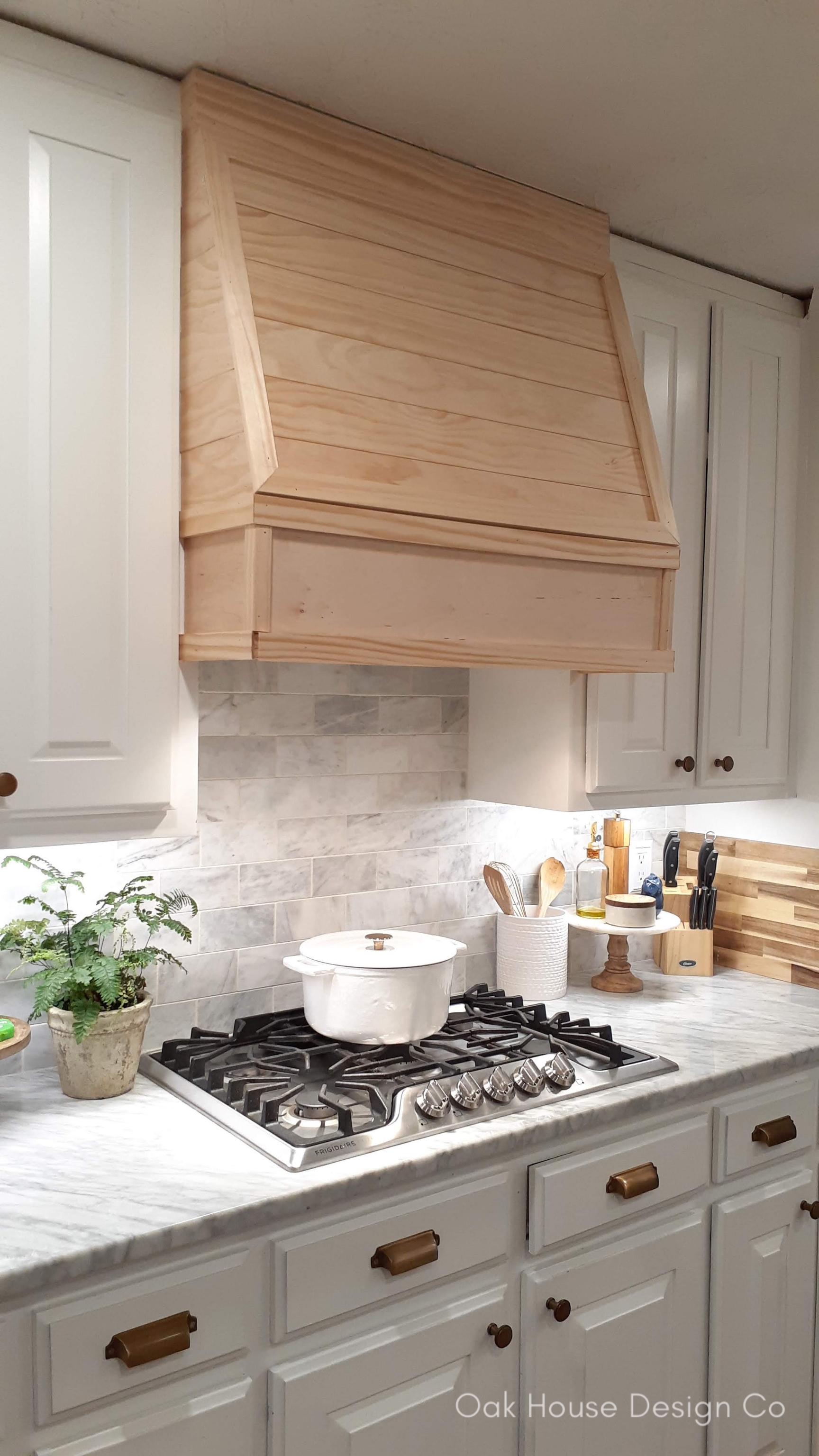 Vent Hood Horizontal Planked Hood Raw Wood Finish Design