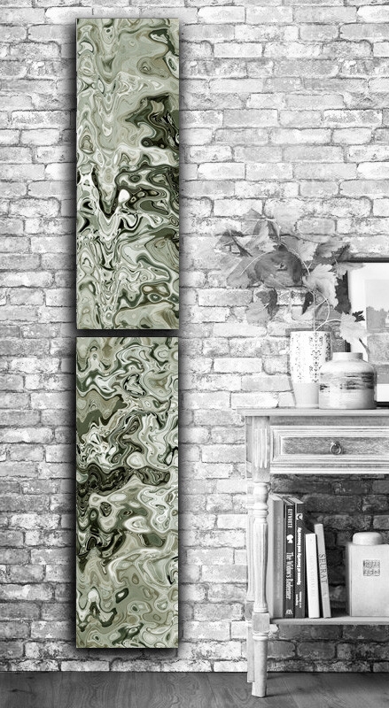 Vertical Canvas Art: Abstract Fluid Pattern Split Panel Art