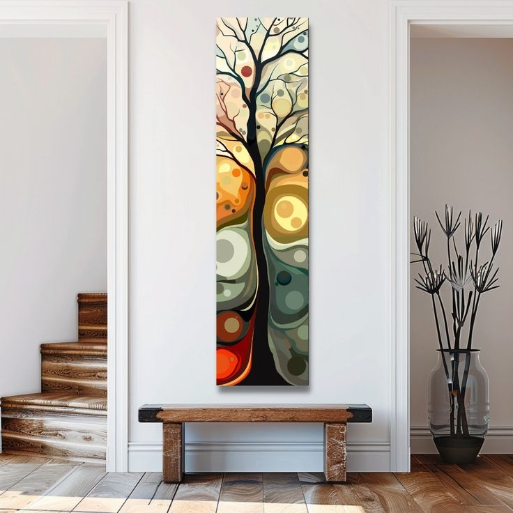 Vertical Wall Art: Earth Tones Oversized Tree Canvas Print