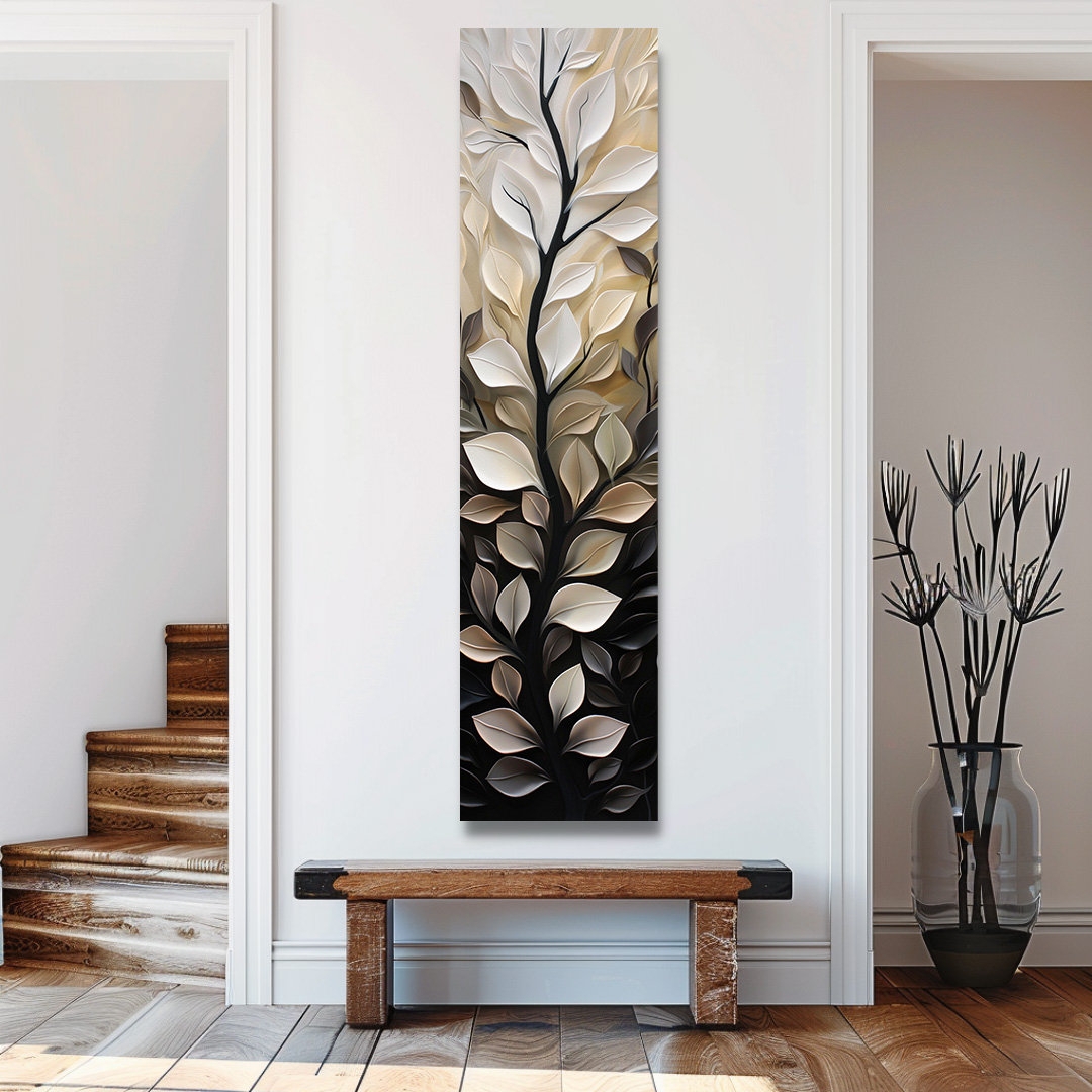 Vertical Wall Art: High Contrast Botanical Long Wall Decor