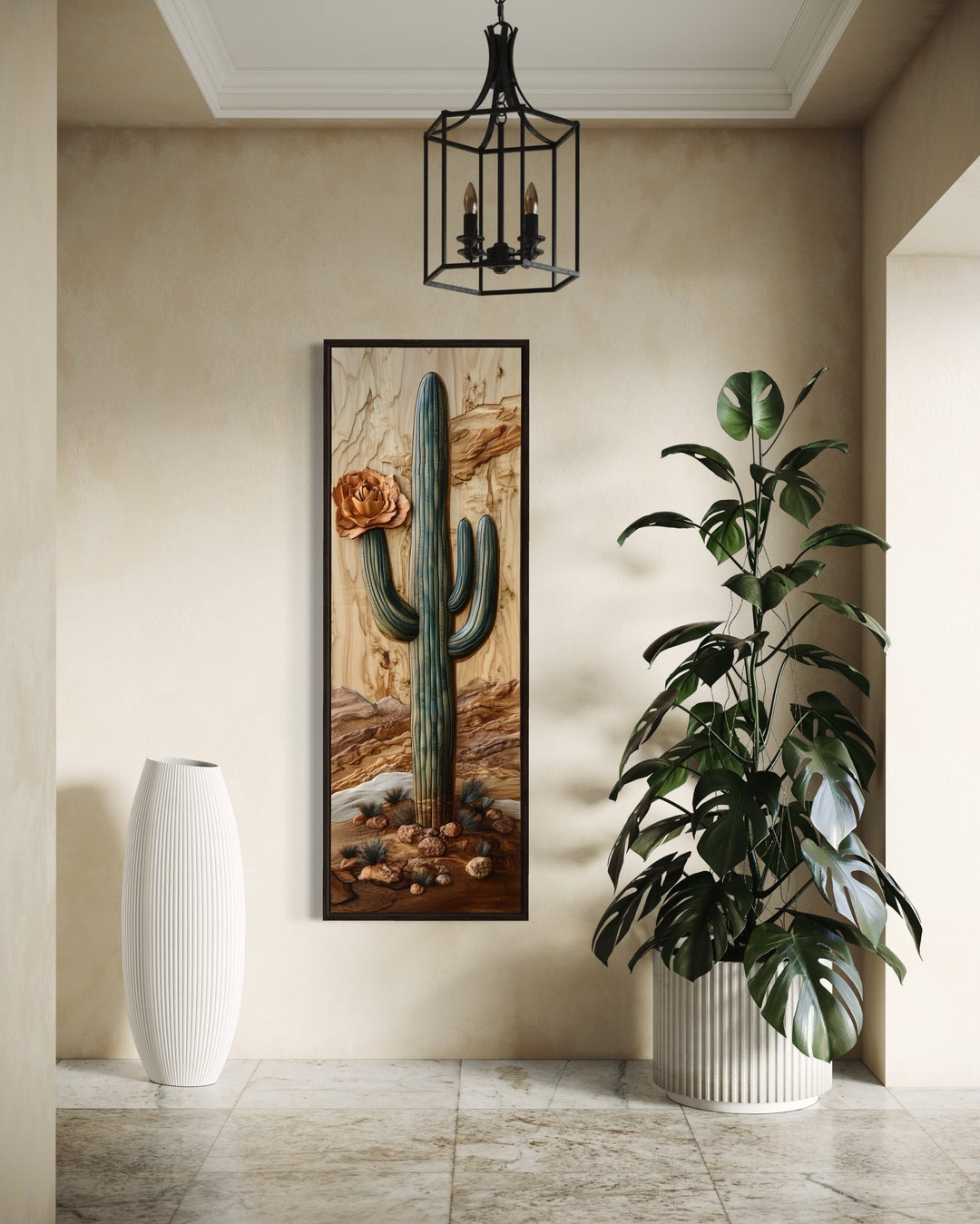 Vertical Wall Art: Tall Narrow Profile for Modern Desert Foyer
