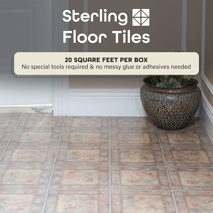Vinyl Floor Tiles No Glue Required Spanish Rose Vinyl Tile