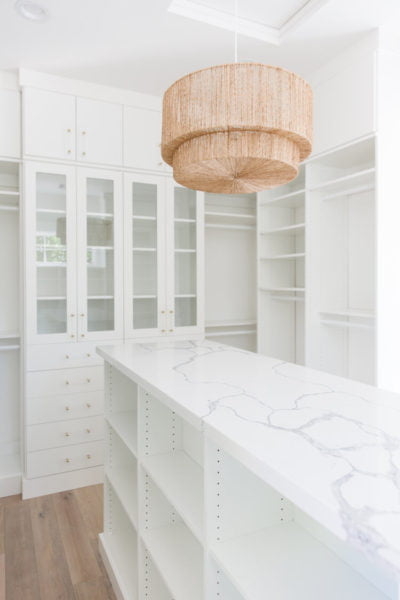 Walk In Closet: Tiered Woven Pendant Marbled Island Top