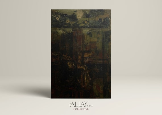 Wall Art: Aged Distressed Texture Deep Forest Green Print