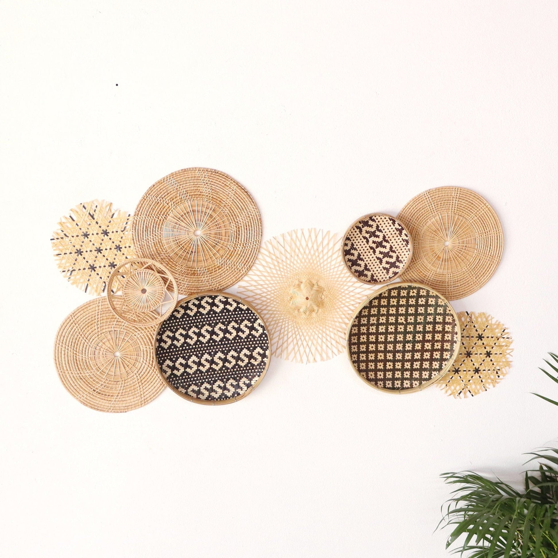 Wall Art Asymmetrical Cluster for Geometric Bamboo Wall Decor Set