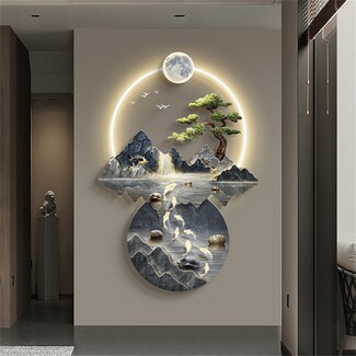 Wall Art Backlit 3D Landscape and Zen Mountain Decor