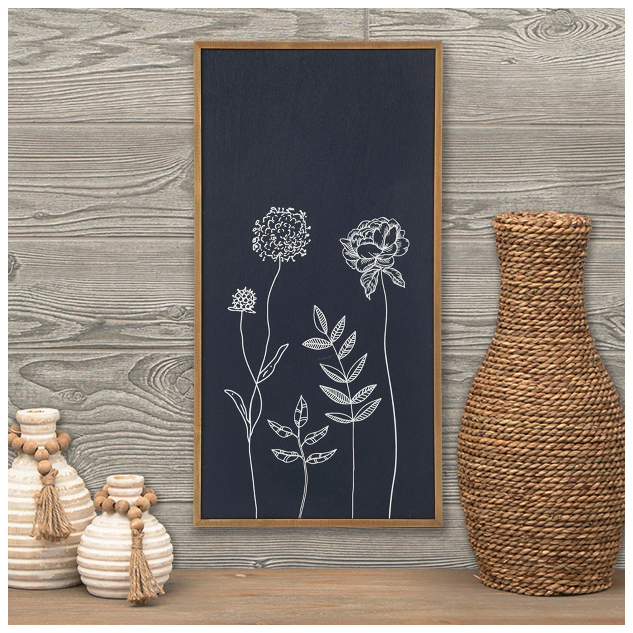 Wall Art Botanical Line Art Framed Floral Line Drawing
