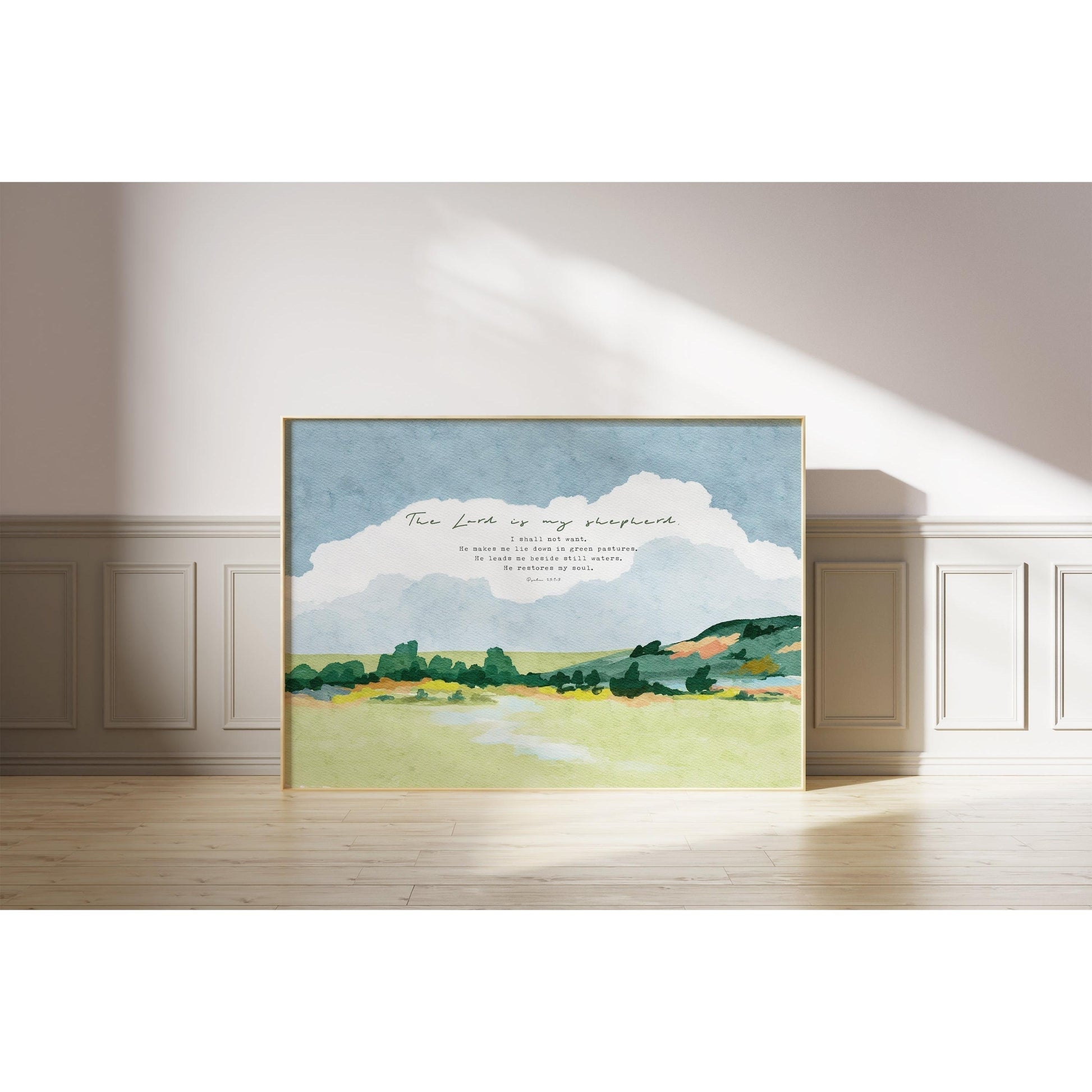 Wall Art Floor Leaning Display Watercolor Green Pastures