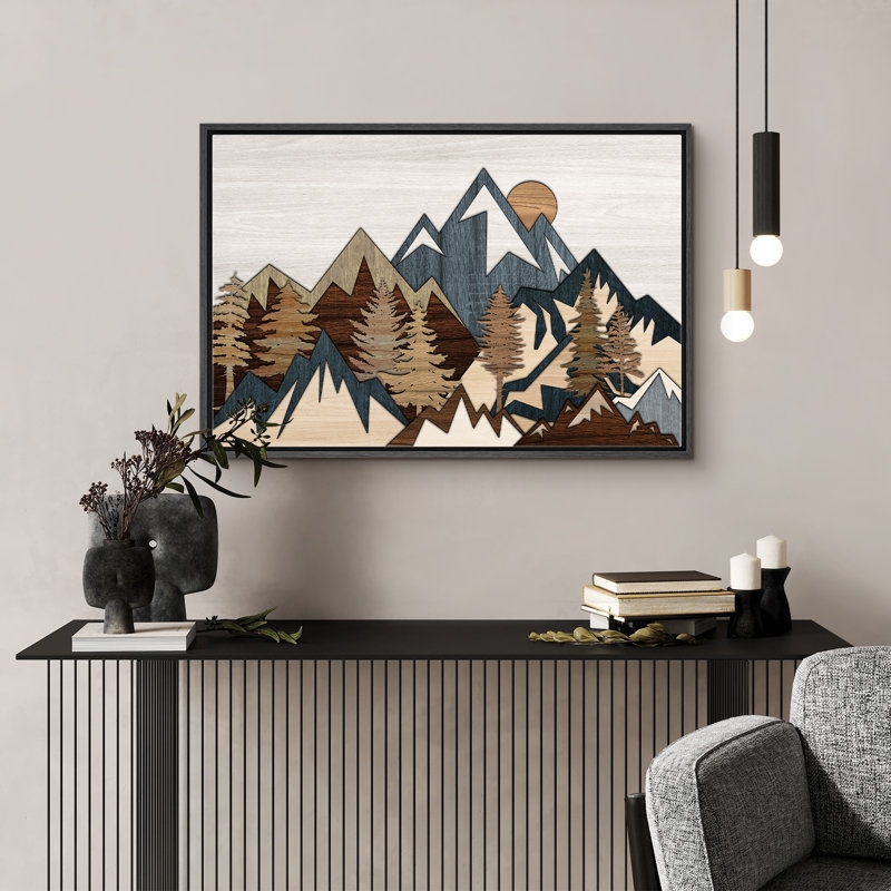 Wall Art: Geometric Mountain Wood Art Landscape Print