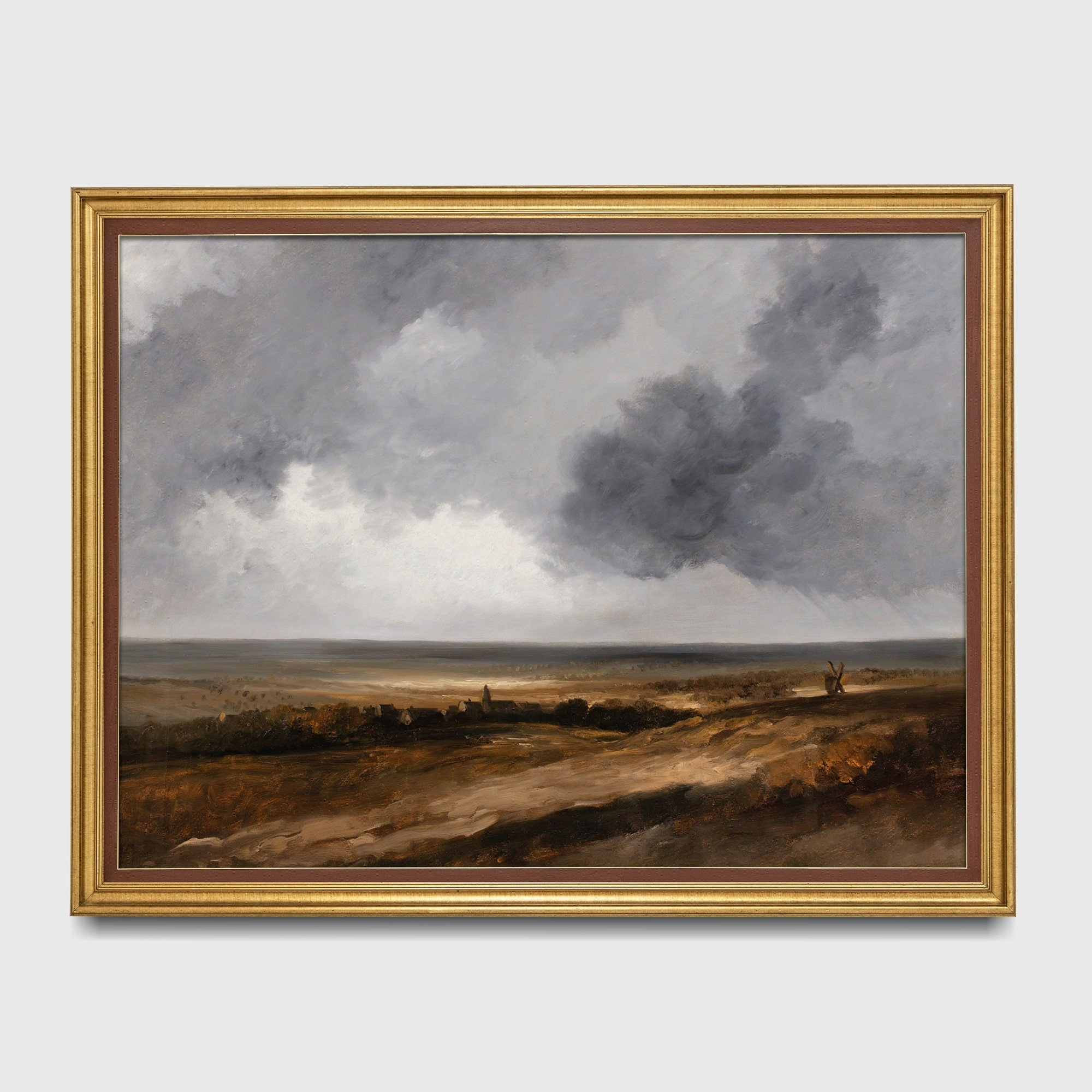 Wall Art: Gilded Frame Dramatic Storm Cloud Vintage Scene